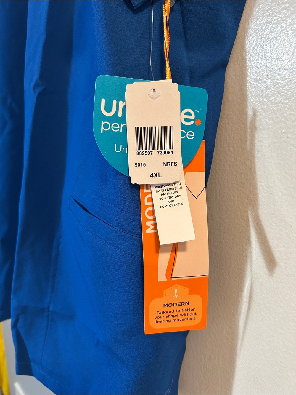 NWT Urbane Performance scrub top Size 4XL Royal Blue Short Sleeve - Picture 2 of 6